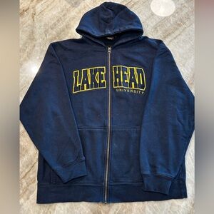 Lakehead University Zip Hoodie Navy | Appliqué & Embroidered | Men’s Size M | Co